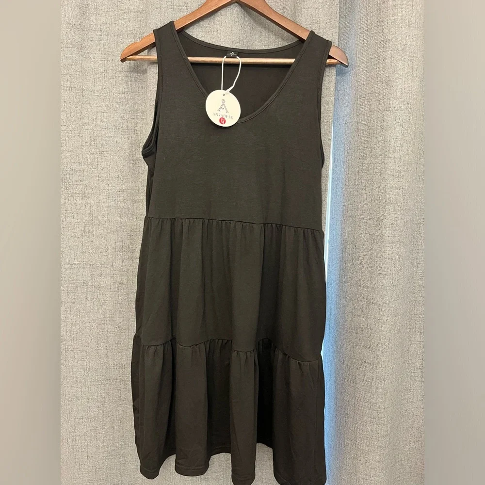 ANRABESS Womens Casual Tank Dress Sleeveless V Neck T Shirt Sundress Medium - Picture 9 of 11